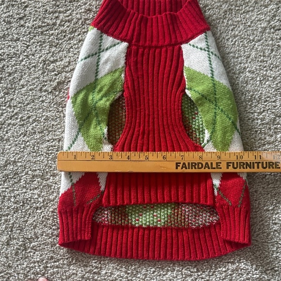 Festive Argyle Dog Sweater - Red, Green, White - Picture 4 of 7